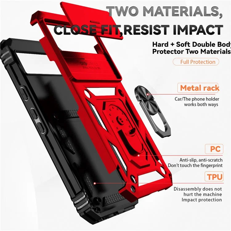 For Google Pixel 8a Phone Case PC+TPU Dual Layer Shockproof Cover Slide Camera Protection