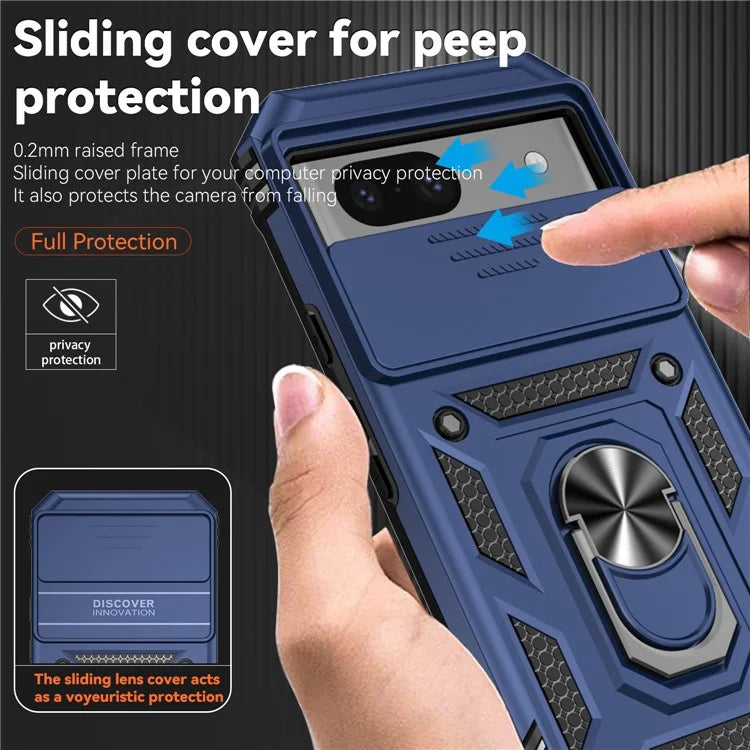 For Google Pixel 8a Phone Case PC+TPU Dual Layer Shockproof Cover Slide Camera Protection