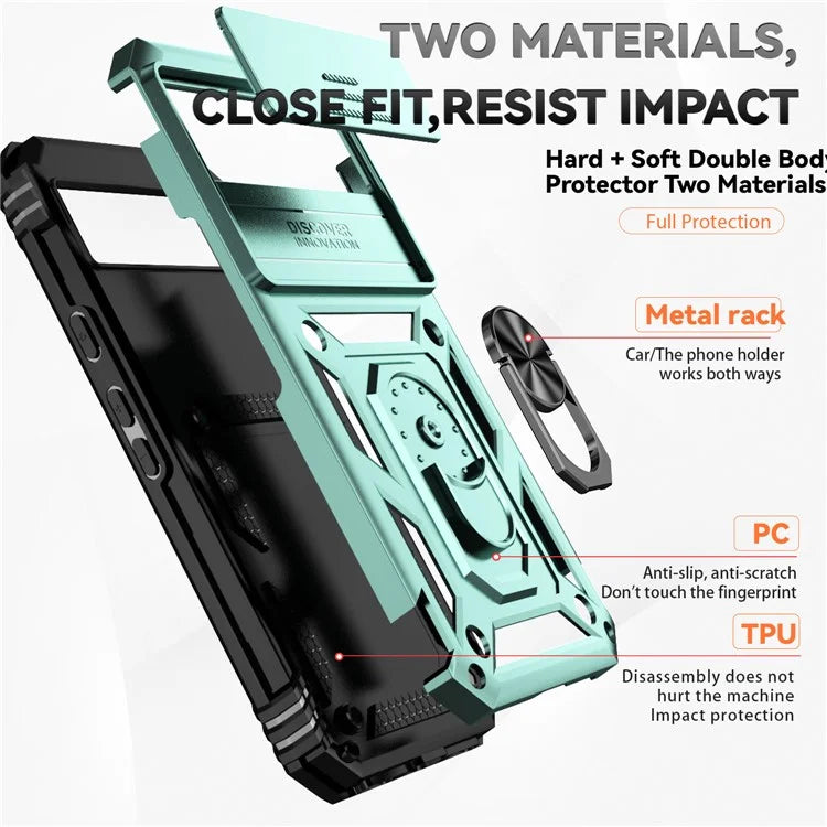For Google Pixel 8a Phone Case PC+TPU Dual Layer Shockproof Cover Slide Camera Protection