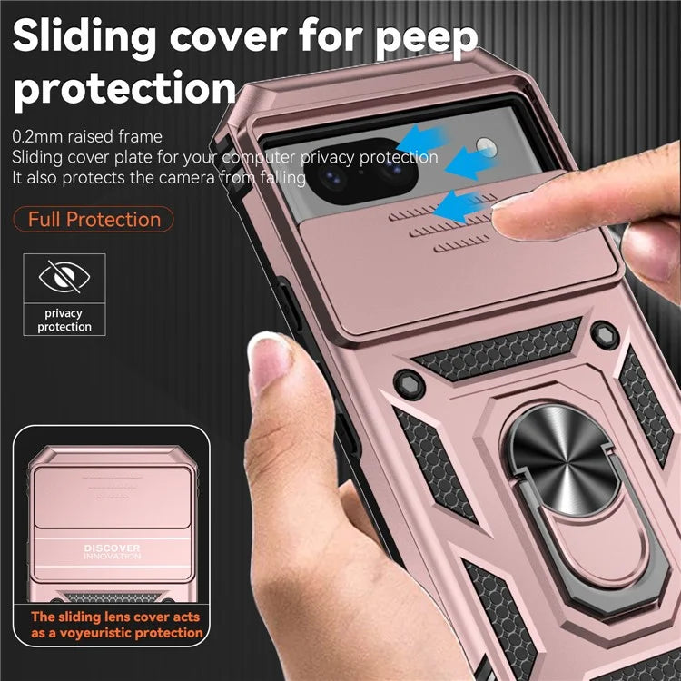 For Google Pixel 8a Phone Case PC+TPU Dual Layer Shockproof Cover Slide Camera Protection