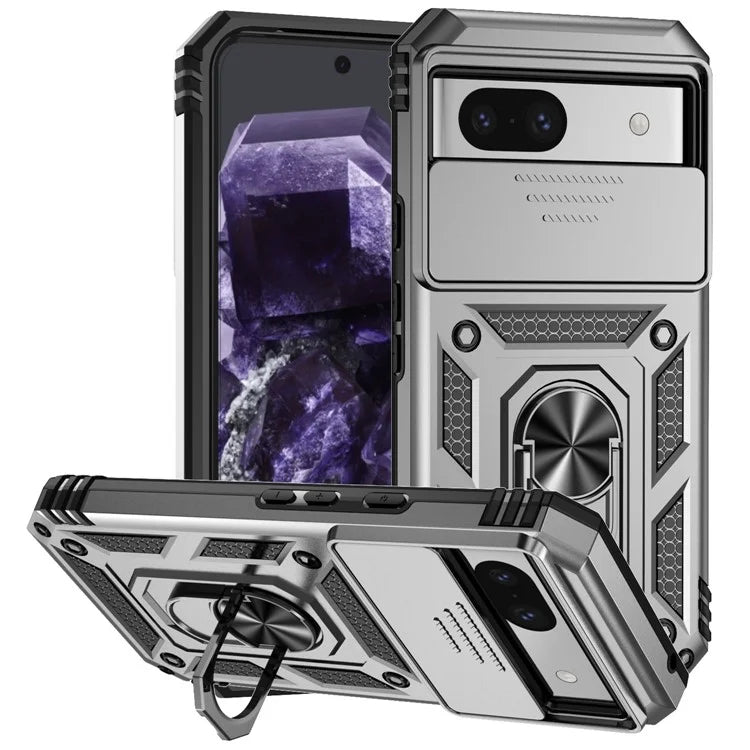 For Google Pixel 8a Phone Case PC+TPU Dual Layer Shockproof Cover Slide Camera Protection