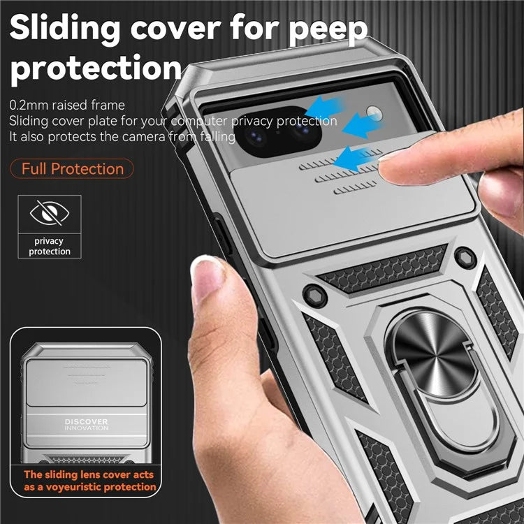 For Google Pixel 8a Phone Case PC+TPU Dual Layer Shockproof Cover Slide Camera Protection