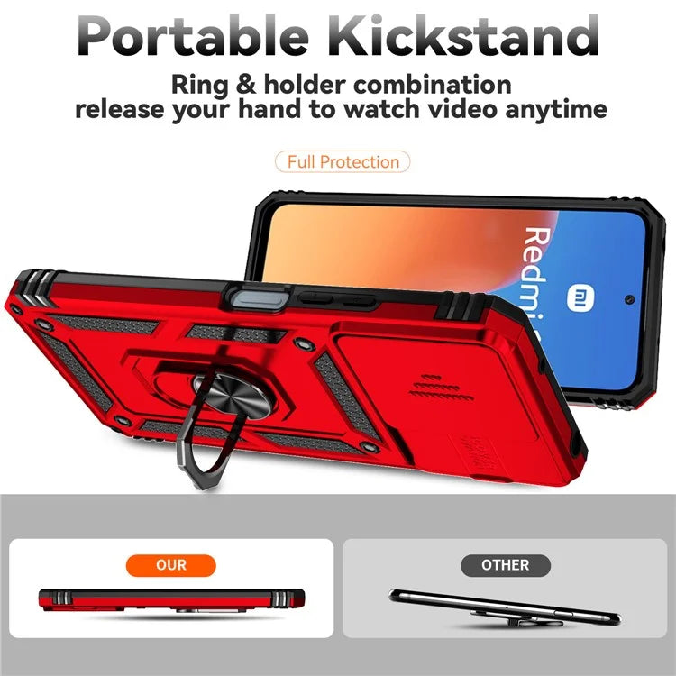 For Xiaomi Redmi 12 4G / 5G (Global) / Poco M6 Pro 5G Phone Case with Slide Camera Cover Anti-Scratch