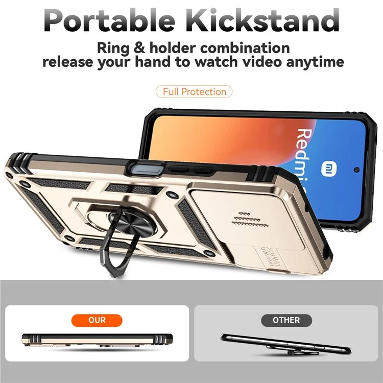 For Xiaomi Redmi 12 4G / 5G (Global) / Poco M6 Pro 5G Phone Case with Slide Camera Cover Anti-Scratch