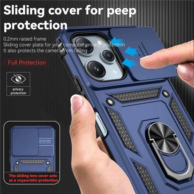 For Xiaomi Redmi 12 4G / 5G (Global) / Poco M6 Pro 5G Phone Case with Slide Camera Cover Anti-Scratch