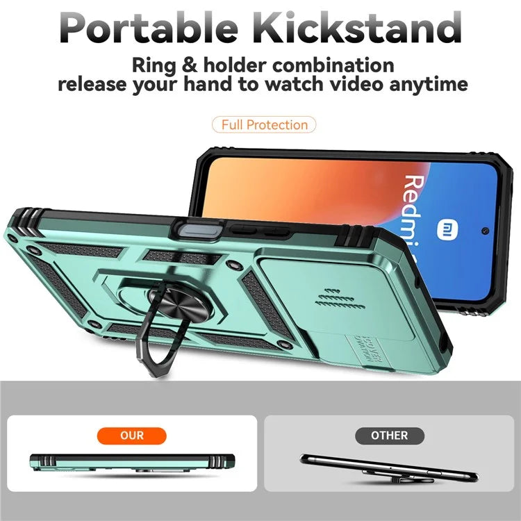 For Xiaomi Redmi 12 4G / 5G (Global) / Poco M6 Pro 5G Phone Case with Slide Camera Cover Anti-Scratch