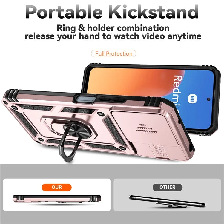 For Xiaomi Redmi 12 4G / 5G (Global) / Poco M6 Pro 5G Phone Case with Slide Camera Cover Anti-Scratch