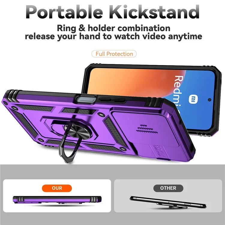 For Xiaomi Redmi 12 4G / 5G (Global) / Poco M6 Pro 5G Phone Case with Slide Camera Cover Anti-Scratch