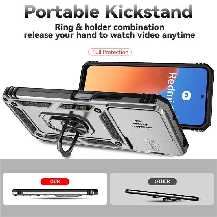 For Xiaomi Redmi 12 4G / 5G (Global) / Poco M6 Pro 5G Phone Case with Slide Camera Cover Anti-Scratch