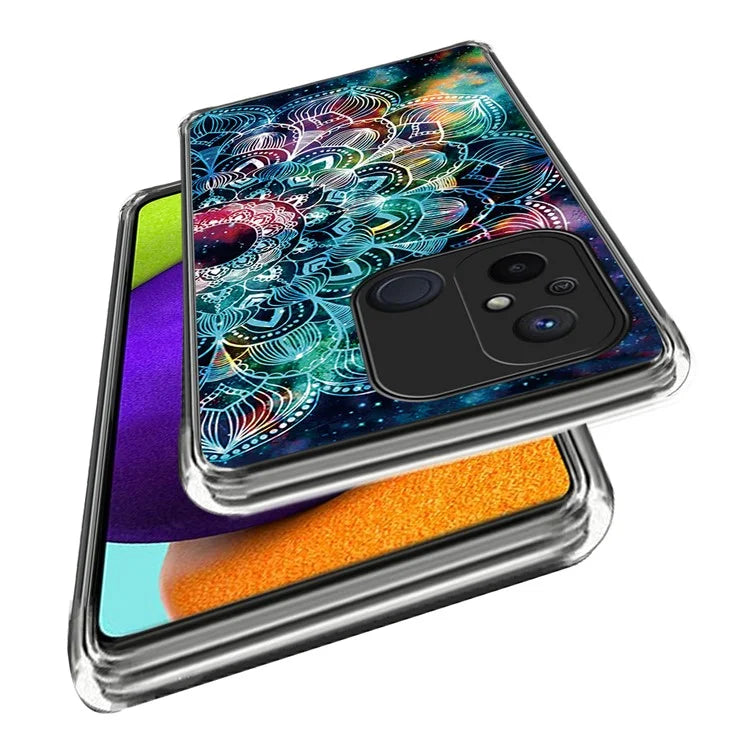 For Xiaomi Redmi 12C 4G Pattern IMD Phone Case Shockproof Protective TPU Back Cover