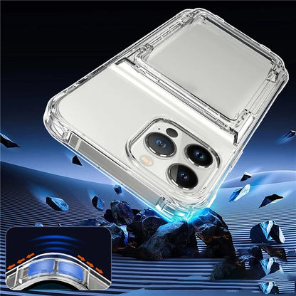 For iPhone 13 Pro Clear Case Card Slots Phone Cover PC Back+TPU Frame