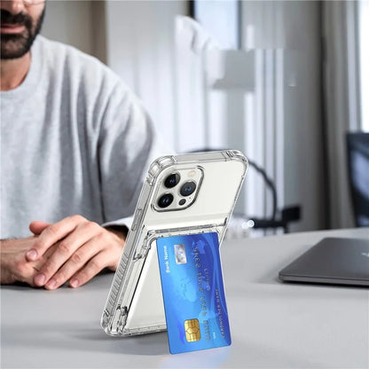 For iPhone 13 Pro Clear Case Card Slots Phone Cover PC Back+TPU Frame