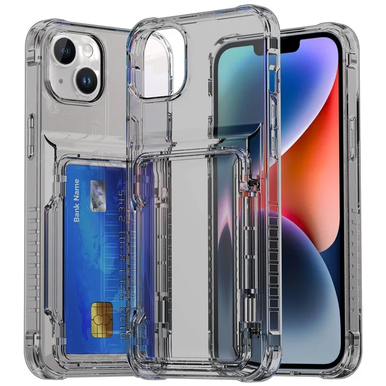 For iPhone 13 PC+TPU Phone Case Card Slot Kickstand Back Cover