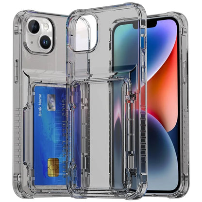 For iPhone 13 PC+TPU Phone Case Card Slot Kickstand Back Cover