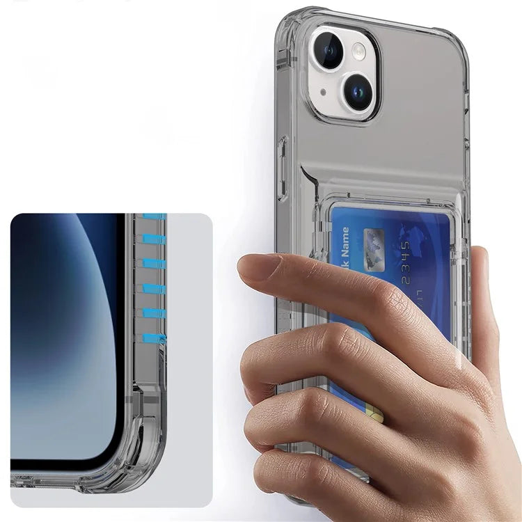 For iPhone 13 PC+TPU Phone Case Card Slot Kickstand Back Cover