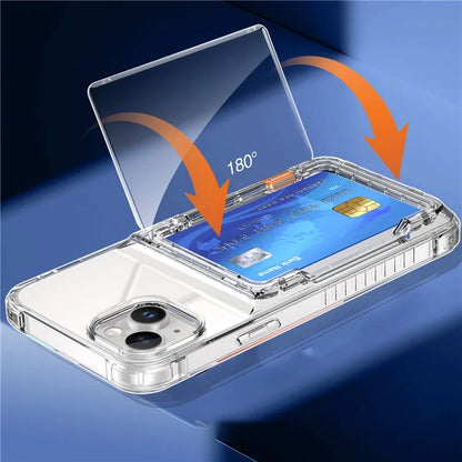 For iPhone 13 PC+TPU Phone Case Card Slot Kickstand Back Cover