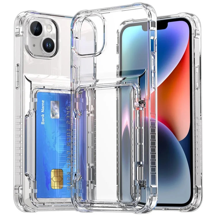 For iPhone 13 PC+TPU Phone Case Card Slot Kickstand Back Cover