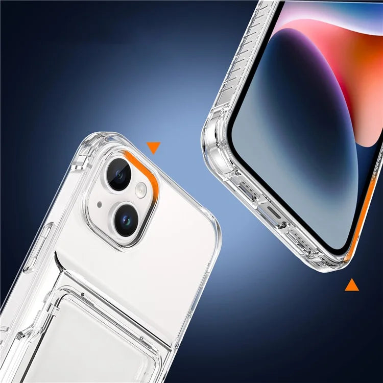 For iPhone 13 PC+TPU Phone Case Card Slot Kickstand Back Cover