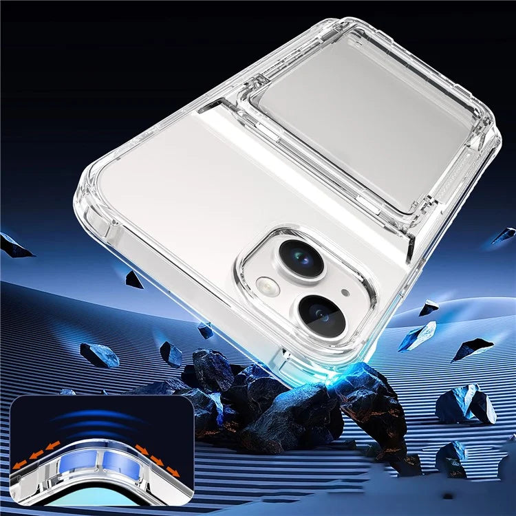 For iPhone 13 PC+TPU Phone Case Card Slot Kickstand Back Cover