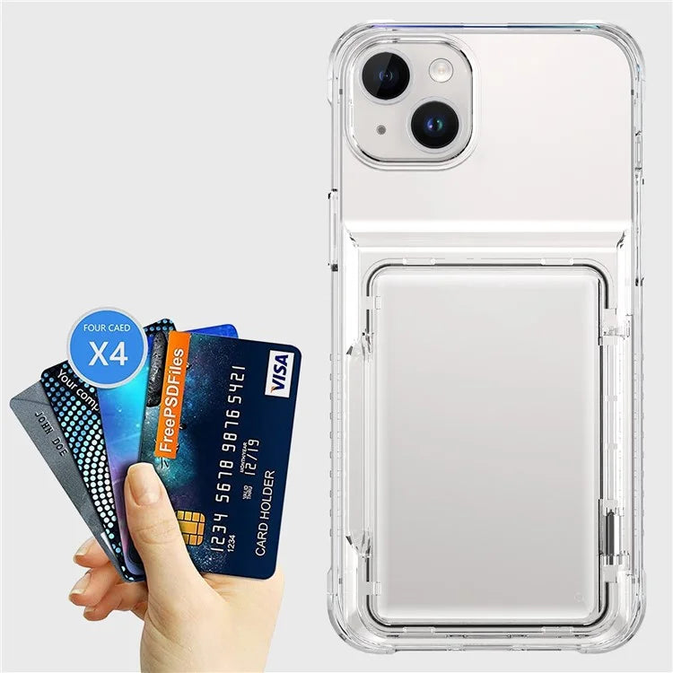 For iPhone 13 PC+TPU Phone Case Card Slot Kickstand Back Cover