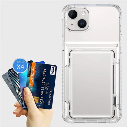 For iPhone 13 PC+TPU Phone Case Card Slot Kickstand Back Cover