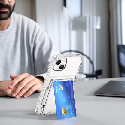 For iPhone 13 PC+TPU Phone Case Card Slot Kickstand Back Cover