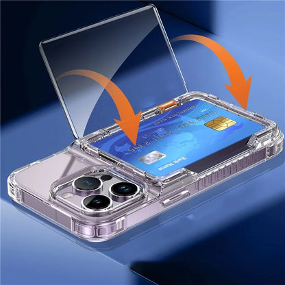 For iPhone 14 Pro Max Clear Case PC+TPU Kickstand Cover Card Slot