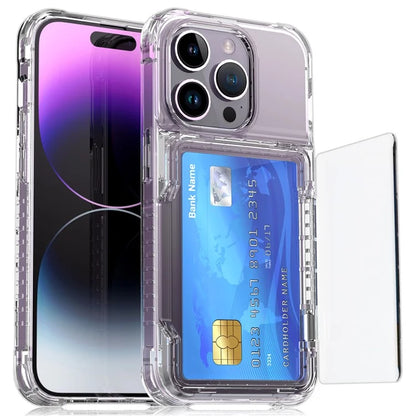 For iPhone 14 Pro Max Clear Case PC+TPU Kickstand Cover Card Slot