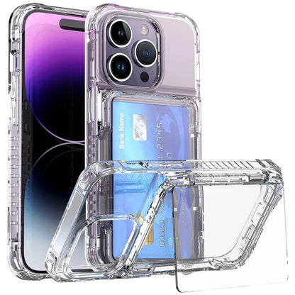 For iPhone 14 Pro Clear Phone Case TPU Frame PC Back Cover Card Slot