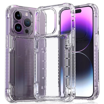 For iPhone 14 Pro Clear Phone Case TPU Frame PC Back Cover Card Slot