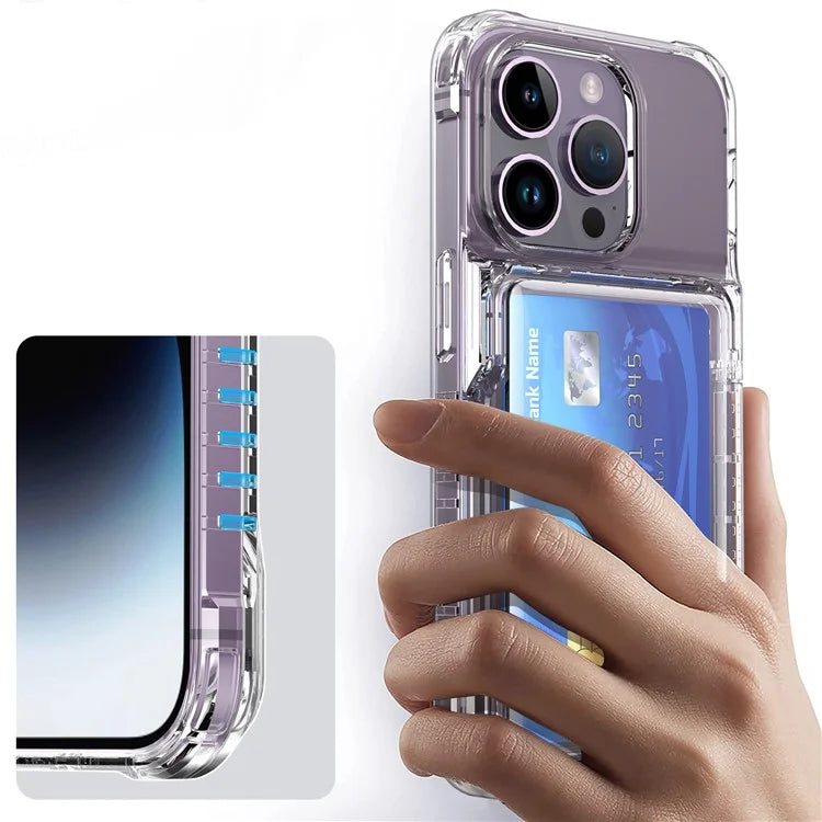 For iPhone 14 Pro Clear Phone Case TPU Frame PC Back Cover Card Slot