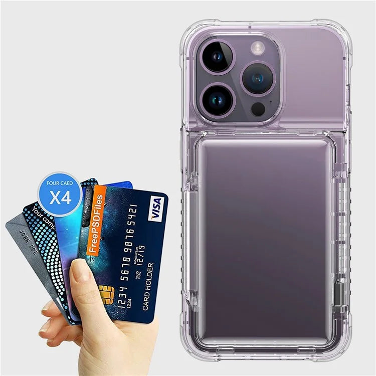 For iPhone 14 Pro Clear Phone Case TPU Frame PC Back Cover Card Slot