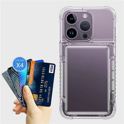 For iPhone 14 Pro Clear Phone Case TPU Frame PC Back Cover Card Slot