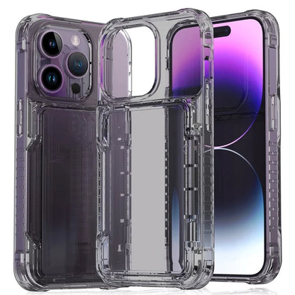 For iPhone 14 Pro Clear Phone Case TPU Frame PC Back Cover Card Slot Black