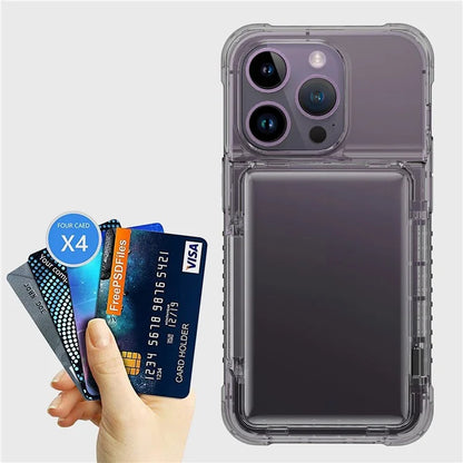 For iPhone 14 Pro Clear Phone Case TPU Frame PC Back Cover Card Slot Black