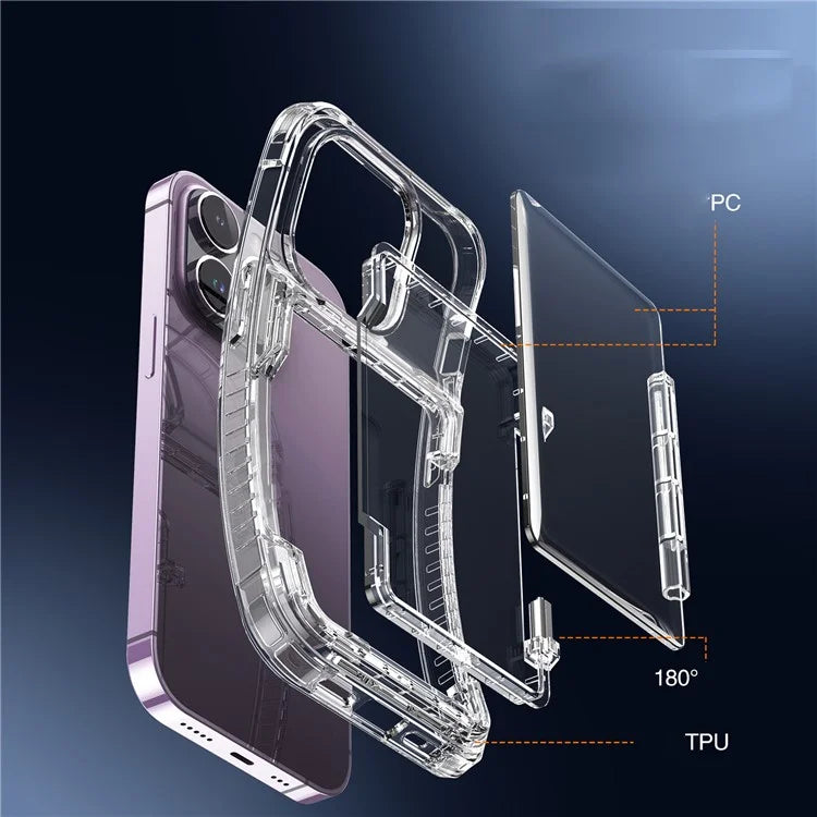 For iPhone 14 Pro Clear Phone Case TPU Frame PC Back Cover Card Slot Black
