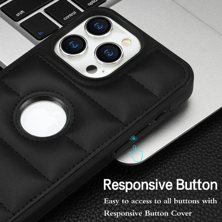 For iPhone 15 Pro Phone Case Down Jacket Back Cover with Logo View Hole