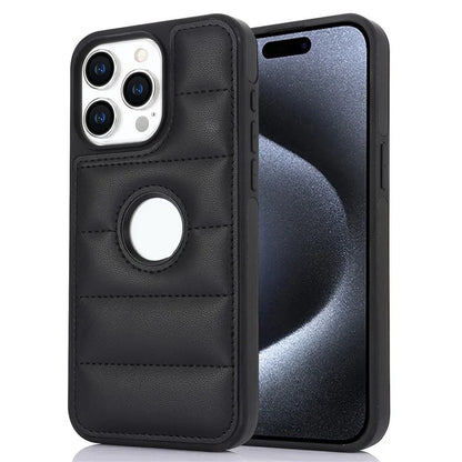 For iPhone 14 Pro Max Case Hollow Logo Phone Cover Down Jacket Design