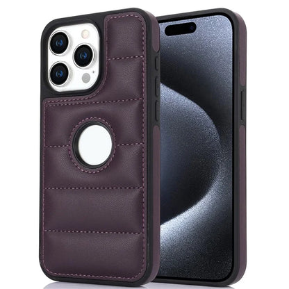 For iPhone 14 Pro Max Case Hollow Logo Phone Cover Down Jacket Design