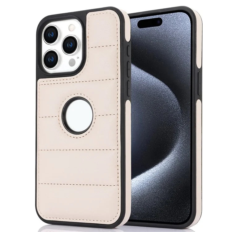 For iPhone 14 Pro Max Case Hollow Logo Phone Cover Down Jacket Design