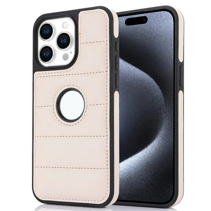 For iPhone 14 Pro Max Case Hollow Logo Phone Cover Down Jacket Design