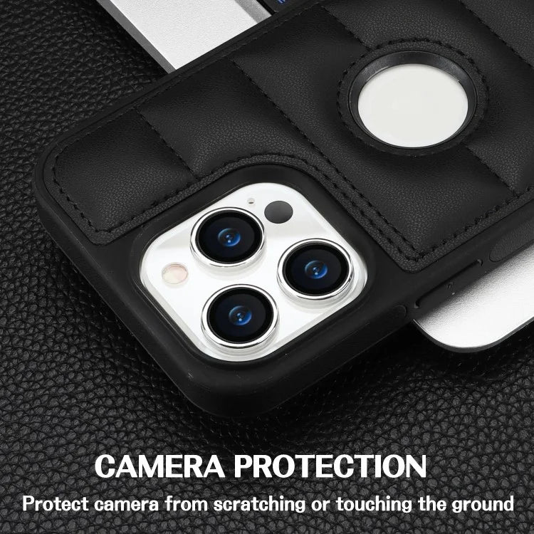 For iPhone 14 Pro Max Case Hollow Logo Phone Cover Down Jacket Design