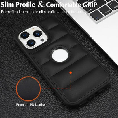 For iPhone 14 Pro Max Case Hollow Logo Phone Cover Down Jacket Design