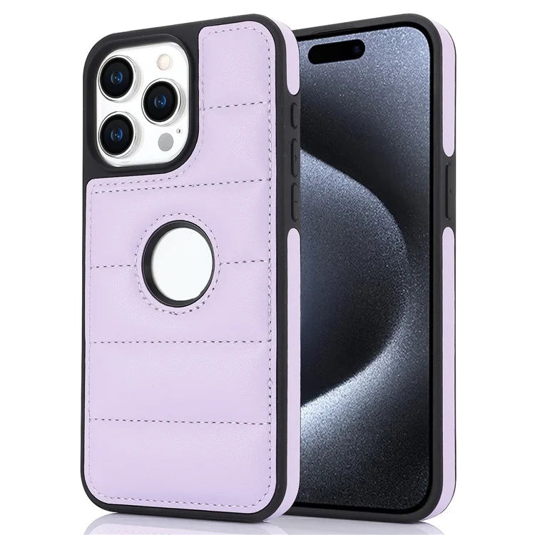 For iPhone 14 Pro Max Case Hollow Logo Phone Cover Down Jacket Design