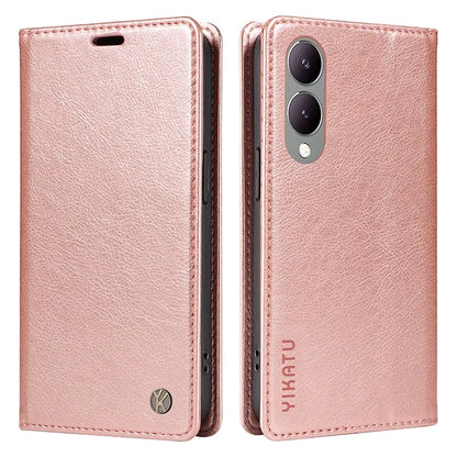 YIKATU YK-006 For vivo Y17s 4G Cell Phone Case PU Leather+TPU Litchi Texture Anti-drop Wallet Cover