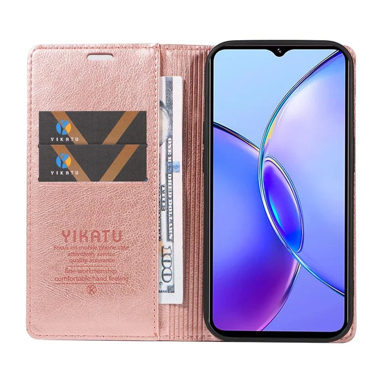 YIKATU YK-006 For vivo Y17s 4G Cell Phone Case PU Leather+TPU Litchi Texture Anti-drop Wallet Cover