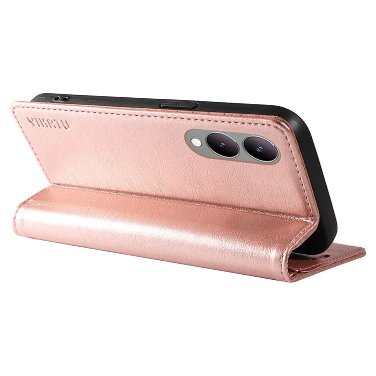 YIKATU YK-006 For vivo Y17s 4G Cell Phone Case PU Leather+TPU Litchi Texture Anti-drop Wallet Cover