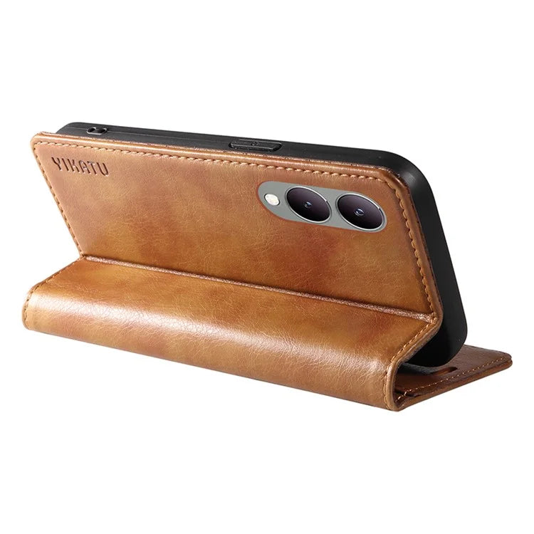 YIKATU YK-006 For vivo Y17s 4G Cell Phone Case PU Leather+TPU Litchi Texture Anti-drop Wallet Cover