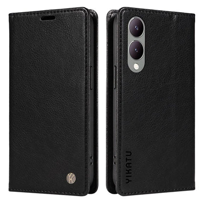 YIKATU YK-006 For vivo Y17s 4G Cell Phone Case PU Leather+TPU Litchi Texture Anti-drop Wallet Cover