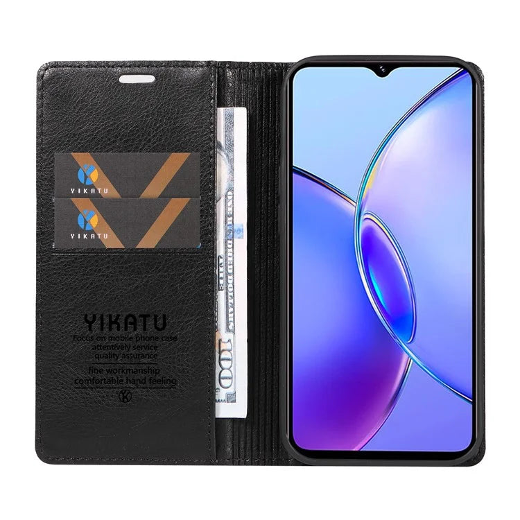 YIKATU YK-006 For vivo Y17s 4G Cell Phone Case PU Leather+TPU Litchi Texture Anti-drop Wallet Cover